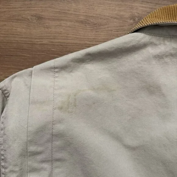 Vintage Orvis Cotton Field Jacket Mens L Tan Corduroy Collar Hunting Coat